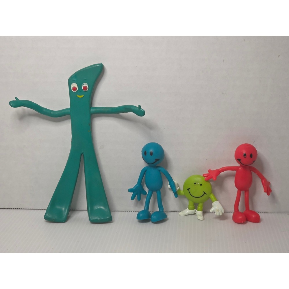 Vintage Gumby Jesco Hong‎ Kong Figure Lot Smiley Bendy Figures